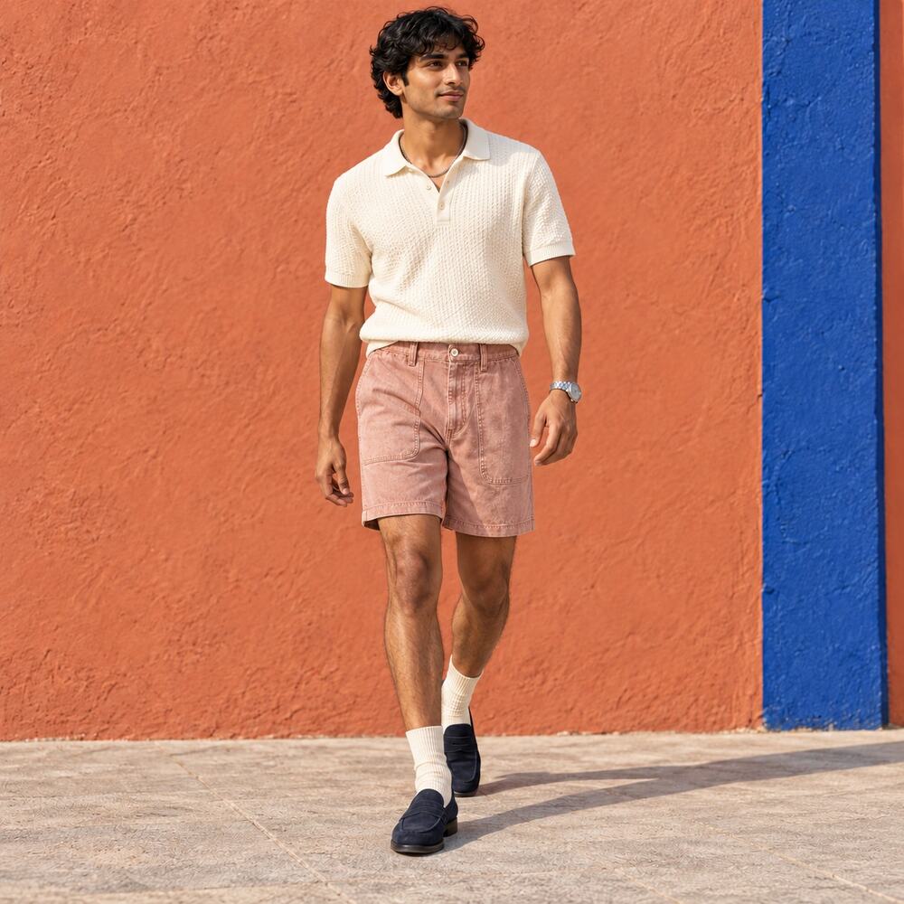 Madewell Shorts Mens S Pink Sun-Faded Chino Elastic Waist Hemp Coastal Prep